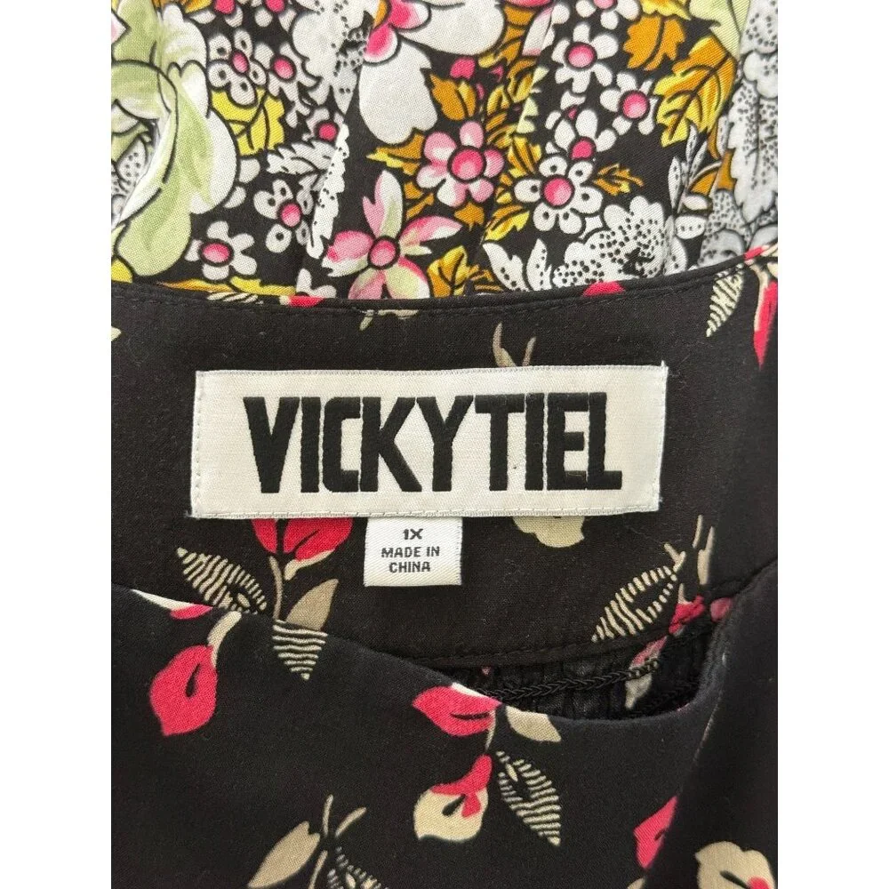 Vicky Tiel Floral Boho Dress Long Sleeve Hippie Peasant Prairie Womens Size 1X - Picture 4 of 8